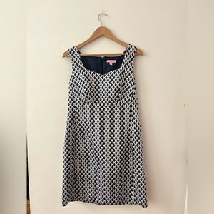 RARE Lilly Pulitzer Adriana Scalloped Shift Dress Blue Silver Size 8